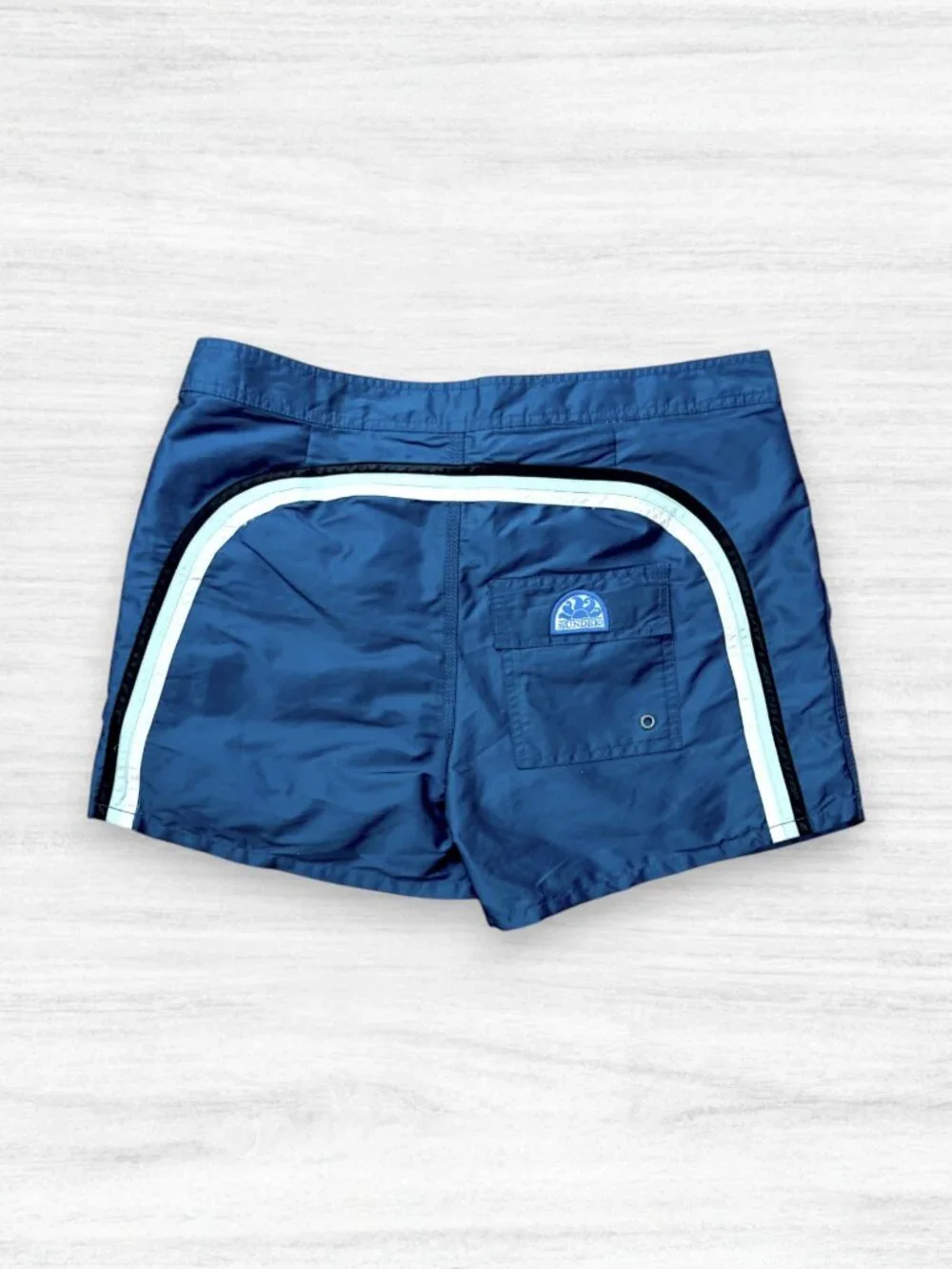 Sundek Men’s Board Shorts Navy Blue Retro Surf Lined Swim Trunks Size 34